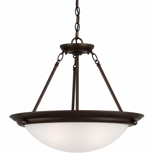 V6972-79 Volume Lighting Lunar - 5-1/2" Bronze Bowl Pendant Chandelier with Alabaster Glass