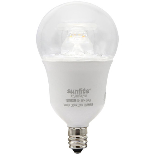 Sunlite A15/LED/6W/930 – 6W LED A15 Appliance Clear Bulb – E12 Base – 3000K 
