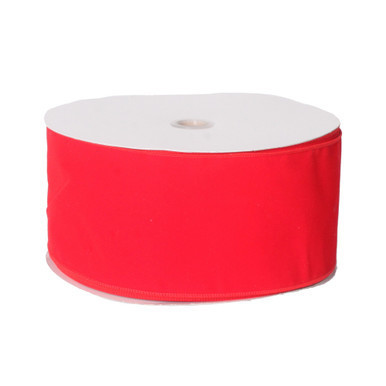 Q206234 Vickerman - 4 in x 50 yd Red Velvet Outdoor Wired Decorative Ribbon