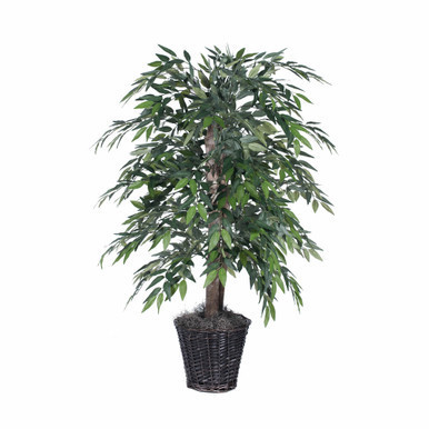 Vickerman 4' Artificial Green Smilax Bush Rattan Basket