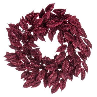 Vickerman 24" Burgundy Artificial Gardenia Glitter Wreath