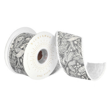 QR223220 Vickerman - 2.5 in x 5 yd Gray Wired Decorative Ribbon