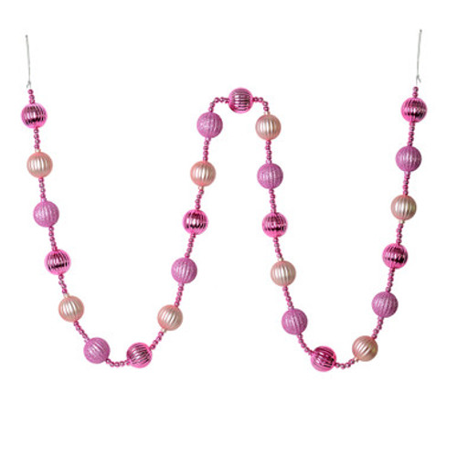 Vickerman 6' Pink Stripe Ball Ornament Christmas Garland