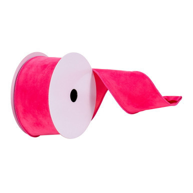 Q214869 Vickerman - 2.5 in x 10 yd Pink Faux Suede Wired Decorative Ribbon
