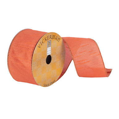 Q180398 Vickerman - 2.5 in x 10 yd Orange Wired Decorative Ribbon
