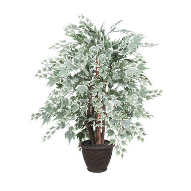 Vickerman 4' Artificial Silver Maple Extra Full Bush Brown Plastic Container