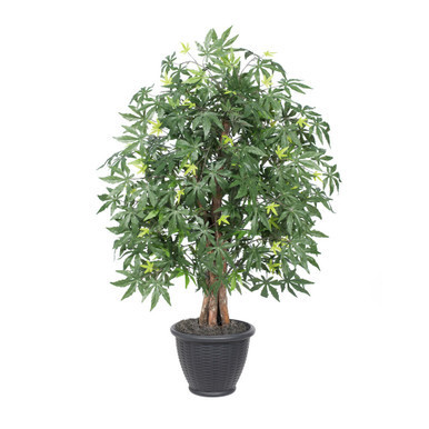 Vickerman 4' Artificial Japanese Maple Extra Full Bush Gray Round Plastic Container