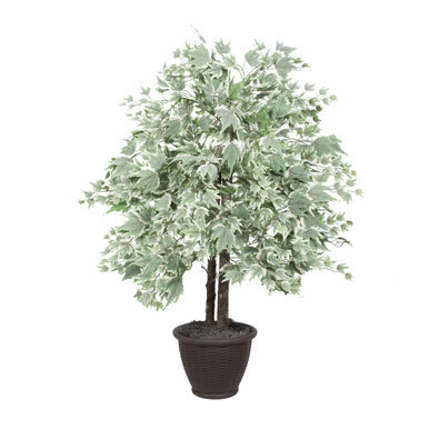 Vickerman 4' Artificial Silver Maple Bush Brown Plastic Container