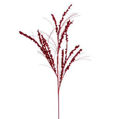 QG221503 Vickerman - 36" Red Berry Twig Glitter Spray - 6 Pack
