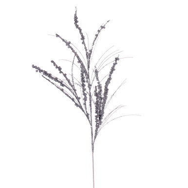 QG221507 Vickerman - 36" Silver Berry Twig Glitter Spray - 6 Pack