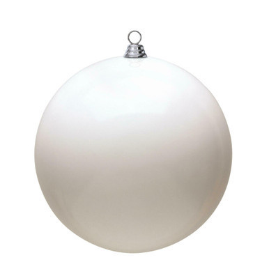 N594011DSV Vickerman - 15.75 in White Shiny Ball UV Outdoor Christmas Ornament