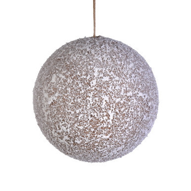 RN199711 Vickerman - 4.75 in Beige Glitter Frosted Ball Christmas Ornament - 3 Pack
