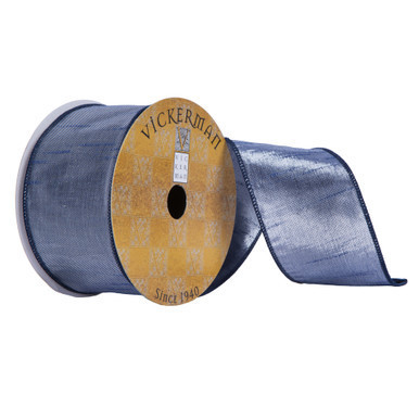 Q201959 Vickerman - 2.5 in x 10 yd Blue and Silver Sheen Wired Decorative Ribbon
