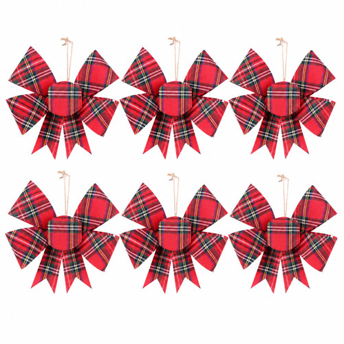MC211903 Vickerman - 7 in Red Plaid Bow Christmas Ornament - 6 Pack