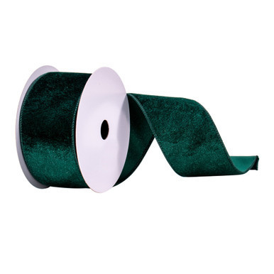 Q215023 Vickerman - 2.5 in x 10 yd Sea Blue Velvet Wired Decorative Ribbon
