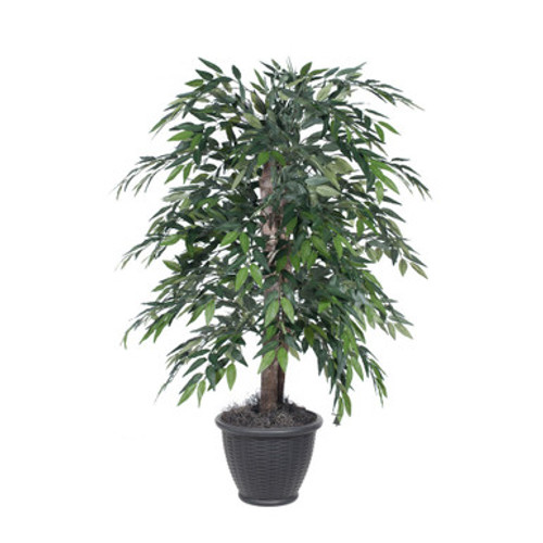 Vickerman 4' Artificial Green Smilax Bush Gray Round Plastic Container