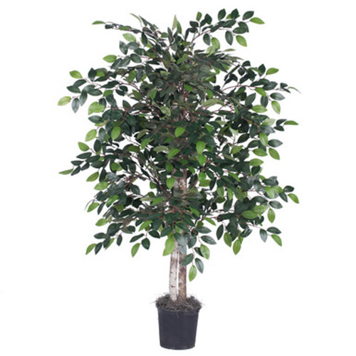 Vickerman 4' Artificial Minil Ficus Bush Black Plastic Pot