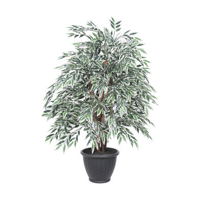 Vickerman 4' Artificial Variegated Smilax Extra Full Bush Gray Round Plastic Container