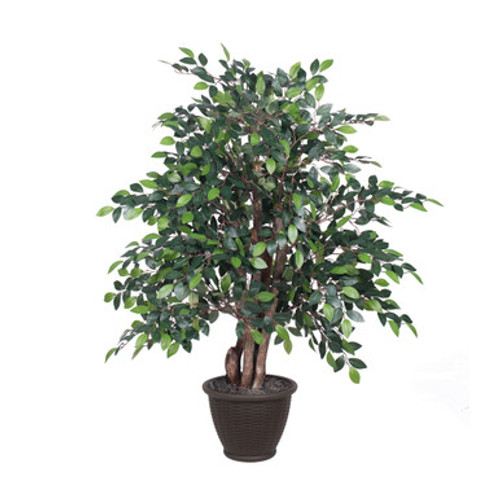 Vickerman 4' Artificial Mini Ficus Extra Full Bush Brown Plastic Container