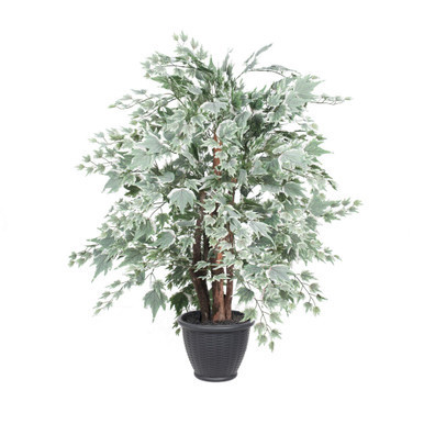 Vickerman 4' Artificial Silver Maple Extra Full Bush Gray Round Plastic Container
