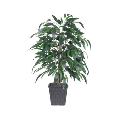 Vickerman 4' Artificial Mango Bush Gray Square Plastic Container
