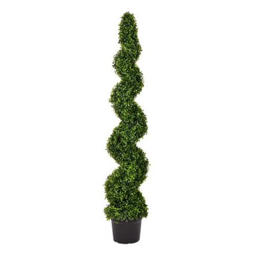 Vickerman 5' Artificial Potted Green Boxwood Spiral Tree