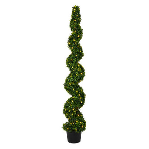 Vickerman 6' Artificial Potted Green Boxwood Spiral Tree