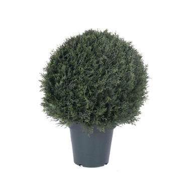 Vickerman 20" Artificial UV Resistant Pond Cypress Topiary in Two Tone Green Pot