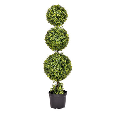 Vickerman 4' Artificial Potted Triple Ball Green Boxwood Topiary