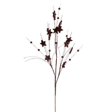 QG224675 Vickerman - 33" Chocolate Star and Ball Glitter Spray - 6 Pack