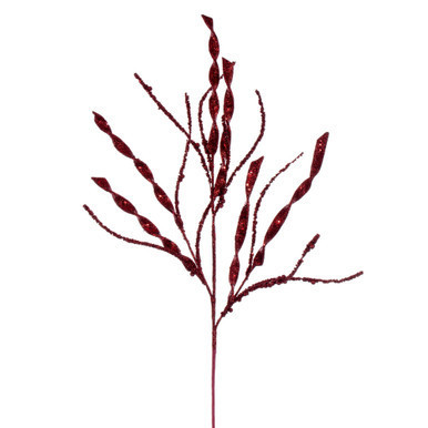 QG223365 Vickerman - 34" Burgundy Wavy and Spiral Glitter Spray - 6 Pack