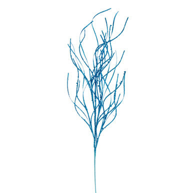 QG225012 Vickerman - 40" Turquoise Berry Cluster and Wavy Glitter Ball Spray - 4 Pack