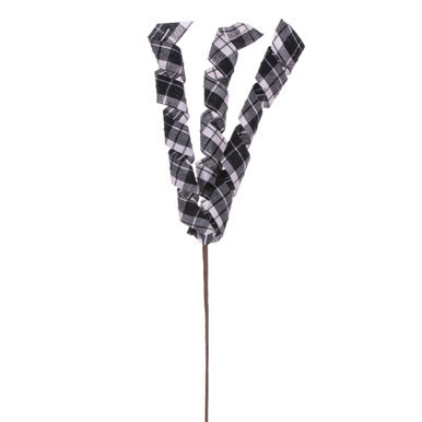 QG226981 Vickerman - 23" Black and White Plaid Swirl Spray - 8 Pack