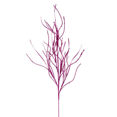 QG225070 Vickerman - 40" Fuchsia Berry Cluster and Wavy Glitter Ball Spray - 4 Pack