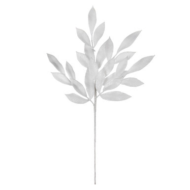 Vickerman 22" White Glitter BayLeaf Artificial Christmas Spray