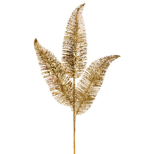 Vickerman 24.5" Gold Feather Fern Glitter Spray 6 per bag