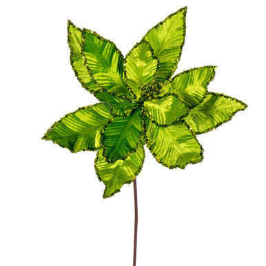 Vickerman 24" Lime Velvet Sequin Trim Poinsettia 3 per bag