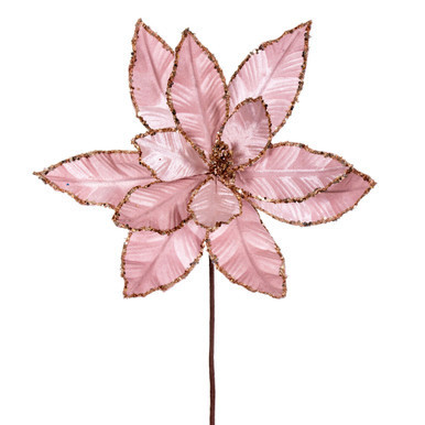 Vickerman 24" Pink Velvet Sequin Trim Poinsettia 3 per bag