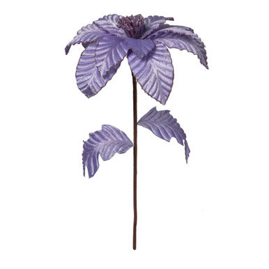 Vickerman 22" Lavender Velvet Glitter Trim Poinsettia 6 per bag