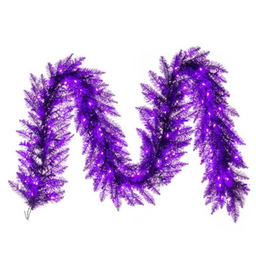 Vickerman 9' Purple Artificial Christmas Garland Purple Dura-Lit LED lights