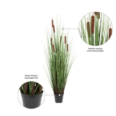 Vickerman Artificial Potted Grass and Cattails - Thumbnail 4