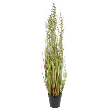 Vickerman 36" PVC Artificial Potted Green and Brown Grass and Plastic Grass