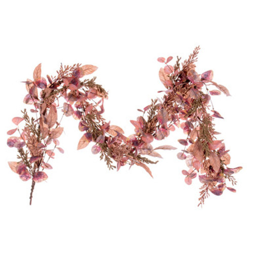 Vickerman 5' Dusty Rose Artificial Fall Eucalyptus and Berry Garland