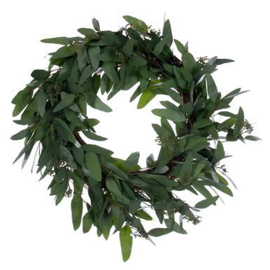 Vickerman 24" Artificial Green Seeded Willow Eucalyptus  Wreath