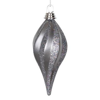  Vickerman 8" Pewter Glitter Swirl Drop Christmas Ornament 
