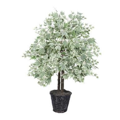 Vickerman 4' Artificial Silver Maple Bush Rattan Basket