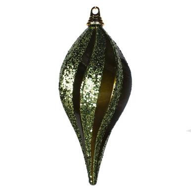 Vickerman 12" Olive Glitter Swirl Drop Christmas Ornament