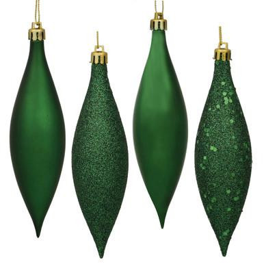  Vickerman 5.5" Emerald Finial Drop Christmas Ornament Assorted 4 Finish 8 per Pack 