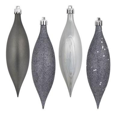 Vickerman 5.5" Pewter Finial Drop Christmas Ornament Assorted 4 Finish 8 per Pack