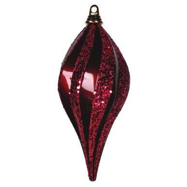Vickerman 12" Burgundy Glitter Swirl Drop Christmas Ornament